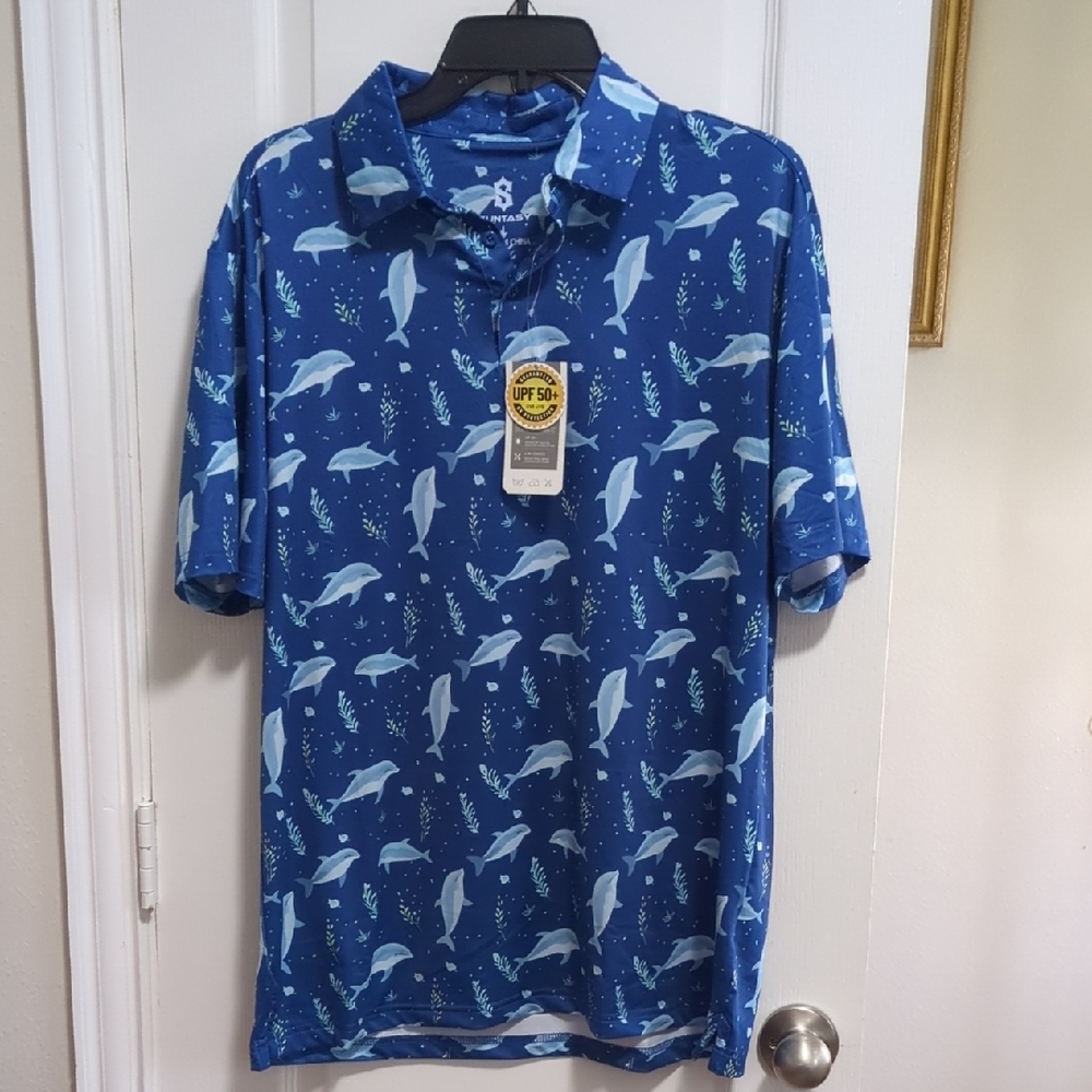 Suntasy Dolphin Golf Polo Size Large